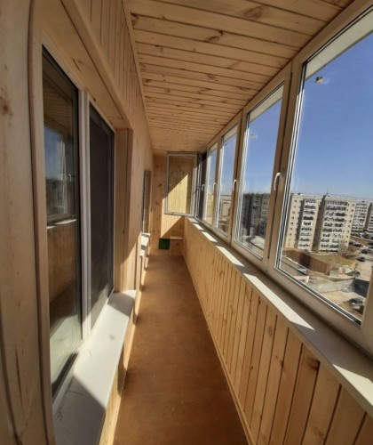 Теплая лоджия из профиля Veka, обшивка вагонкой класса А