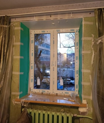 Установка трех окон из профиля Veka
