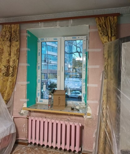 Установка трех окон из профиля Veka