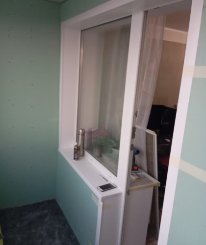 Утепление балкона, обшивка ГВЛ