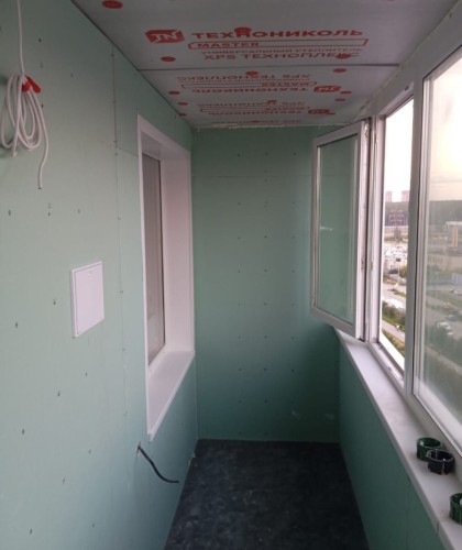 Утепление балкона, обшивка ГВЛ