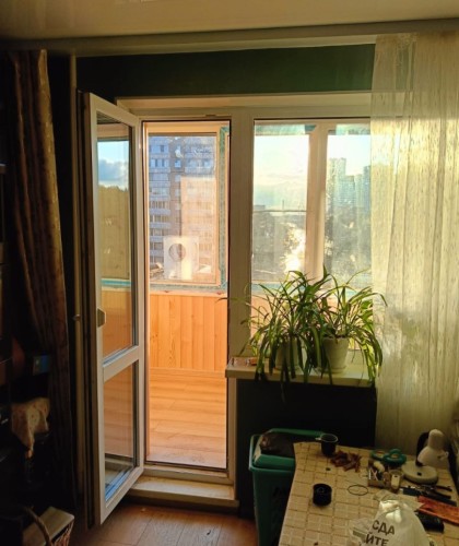 Остекление лоджии с обшивкой и установкой розеток