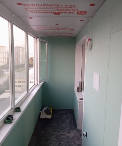 Утепление балкона, обшивка ГВЛ