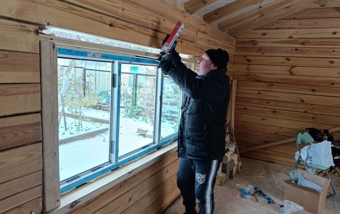 Установка окон в садовом домике 0