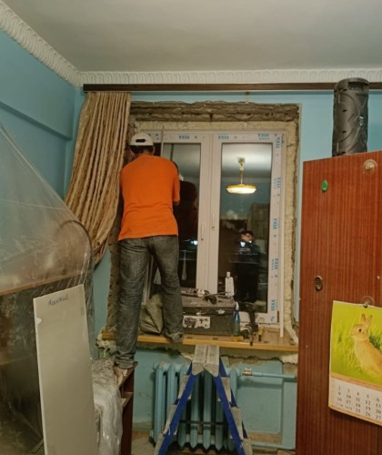Установка трех окон из профиля Veka