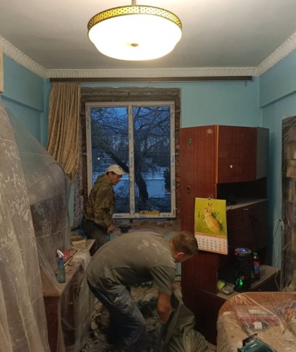 Установка трех окон из профиля Veka
